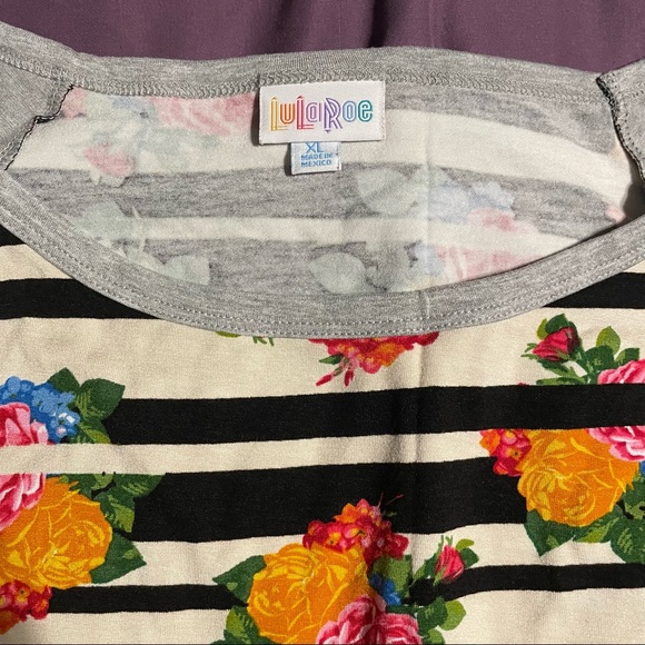 Lularoe Julia floral stripe print - Picture 4 of 4